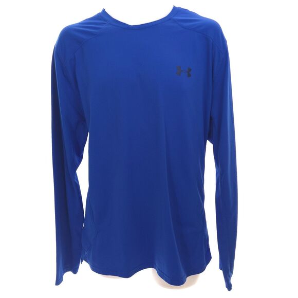 Under Armour Shirt Mens 2XL XXL HeatGear Fitted Activewear Blue L/S Free Ship - Picture 2 of 10